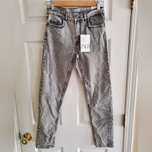NWT Zara boys jeans size 13-14 Skinny Stretch fit Stone Wash Black denim